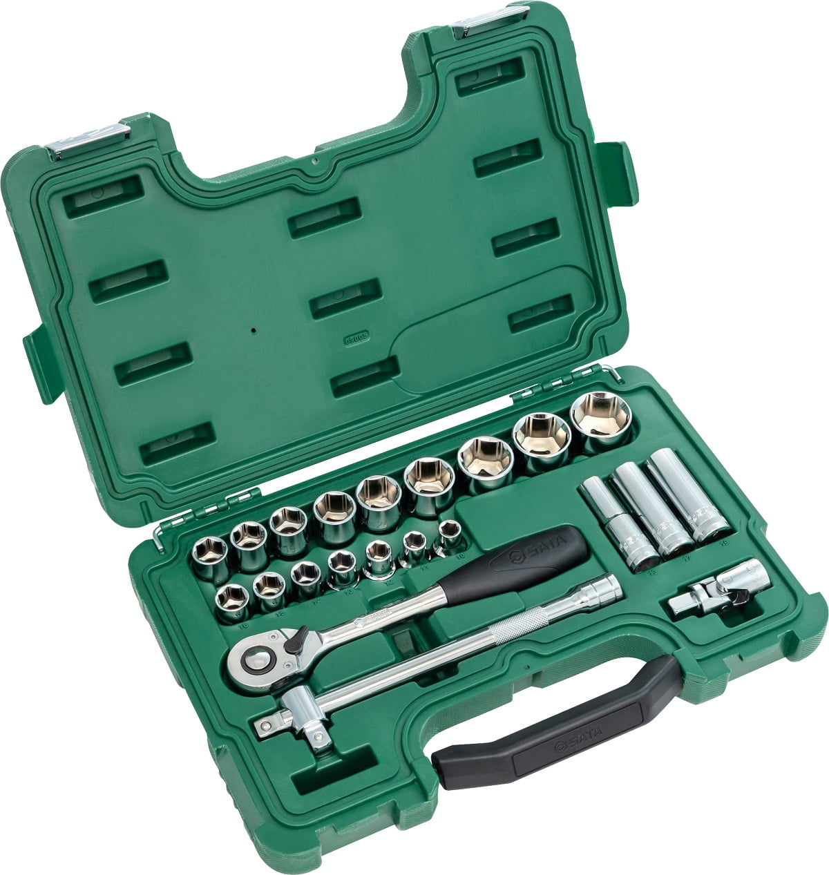 Jogo de soquetes sextavados, encaixe de 1/2", 23 peças - SATA