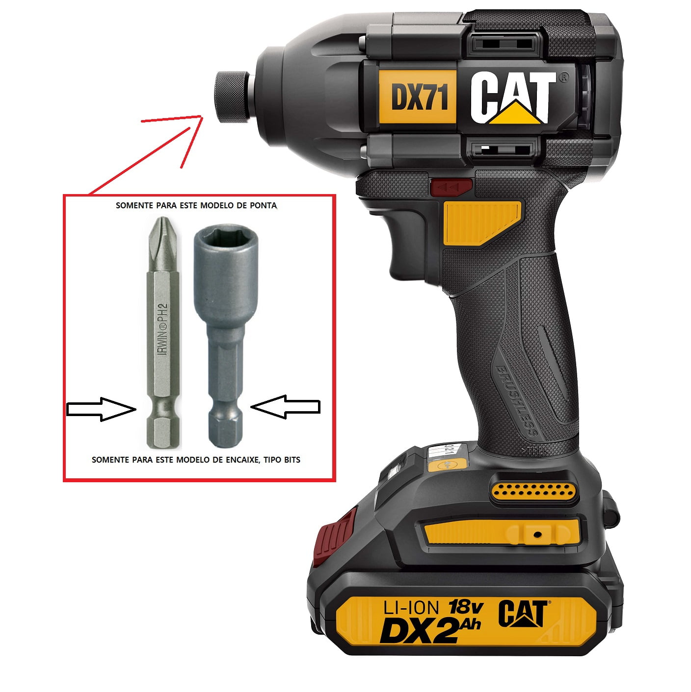 Parafusadeira para Bits (de impacto) a Bateria - Caterpillar  (Com carregador e uma bateria)