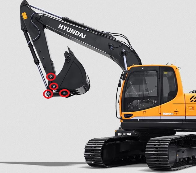  KIT PARCIAL DE PINOS E BUCHAS - APENAS CONCHA - HYUNDAI R200 ( 4 PINOS E SUAS BUCHAS)