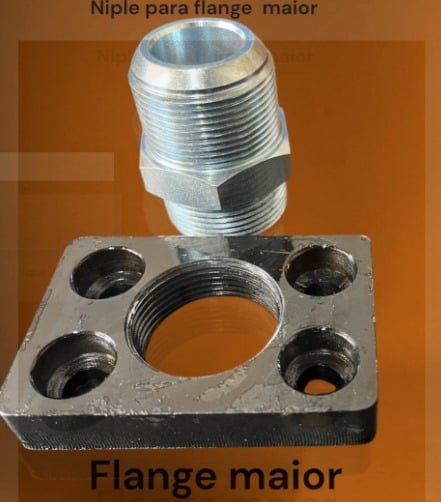 Flange da Bomba Hidráulica Principal - RETROESCAVADEIRA 86R 