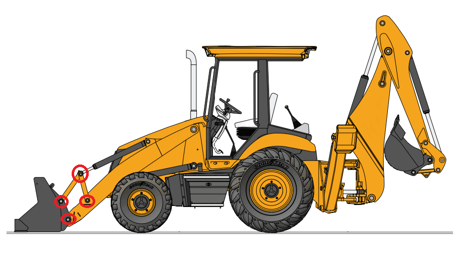  KIT PINOS E BUCHAS - PARCIAL DA DIANTEIRA - CONCHA DIANTEIRO E ARTICULAÇÕES DA CONCHA DIANTEIRA - JCB 3CX