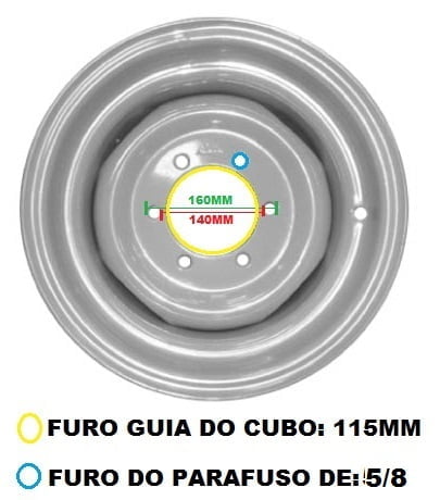 Aro Dianteiro 4x2 – MASSEY FERGUSON 275 / 283 / 290 / 292 / 5275 | VALMET 78 / 88 / 86 / 85 | FORD 5600 / 5610 / 6600 / 6610 / 7610 (Para Pneu 7.50 - 16") REFORÇADO