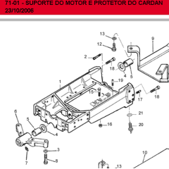 CAVALETE DO EIXO 4X4 ZF APL350 / CARRARO - VALTRA BF65 / BF75 - 600 / 700 - BL77 A750 *** TRATOR COM MOTOR DE 3 CILINDROS *** CHASSIS