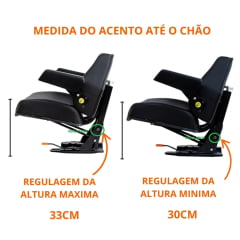 Assento Banco Completo - Tratores universal - SOMENTE TRATORES AGRÍCOLAS - MASSEY FERGUSON / VALTRA / JOHN DEERE / AGRALE (Fixação em trilho único) 81941000