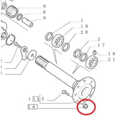 PORCA RODA TRASEIRA - NEW HOLLAND TL65 / TL70 / TL80 / TL90 / TL100 12164224 44011089