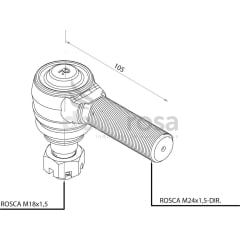 Terminais Barra Direção 4x4 - NEW HOLLAND TM150 TM165 (Conjunto) 87395648