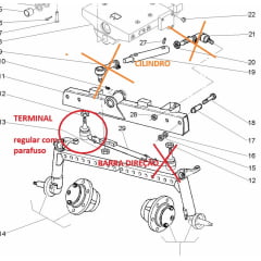 TERMINAL BARRA DIREÇÃO 4X2 - MASSEY FERGUSON 5275 / 5285 / 5290 4X2a  32mm  048173